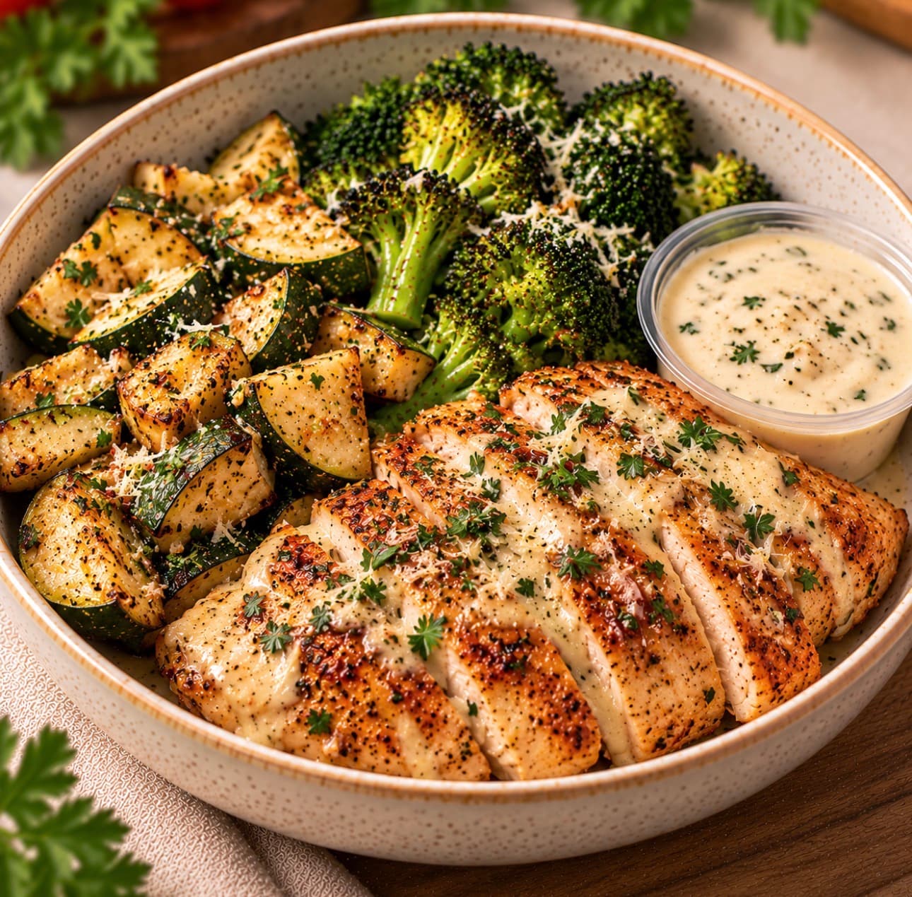 Friday Creamy Garlic Parmesan Chicken Pasta - Low Carb