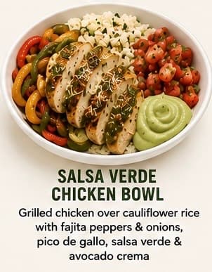 Salsa Verde Chicken Bowl Low Carb